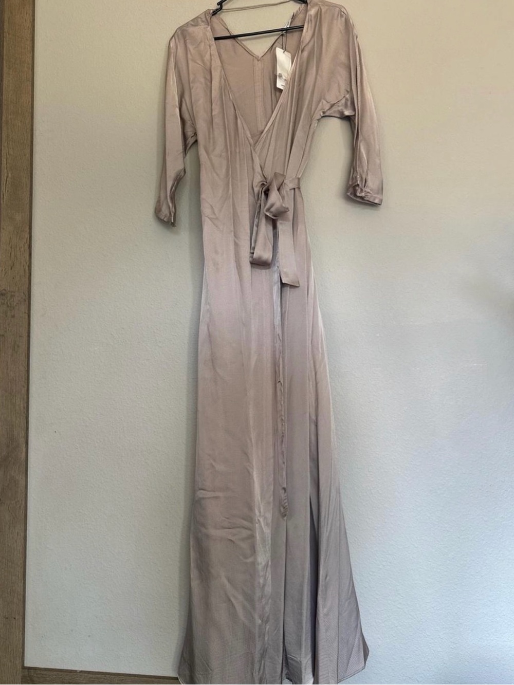 Mango Wrap Maxi Dress in Taupe